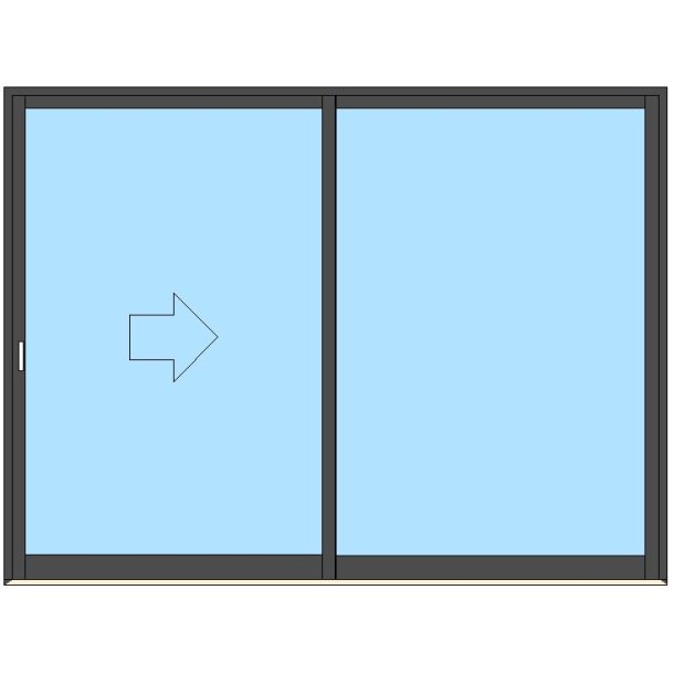Skyvedr 2990x2250mm Venstre, Antrasittgr