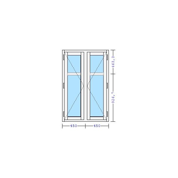 Sidehengslet 2-rams m/ALU 900x1390mm 