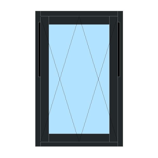 Toppsving 640x990mm, Klassisk Hvit/Dempet Sort ALU