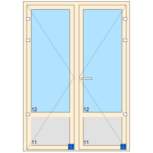 Balkongdr 2-flyet 1490x2090mm Hyre